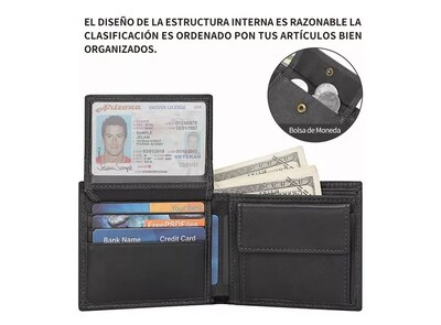 Foto 2 | Cartera de Piel para Hombre Xtellar Protección RFID