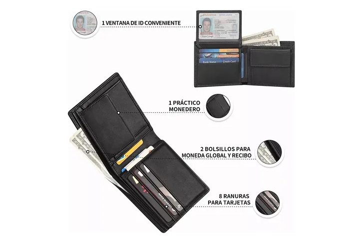 Foto 4 | Cartera de Piel para Hombre Xtellar Protección RFID