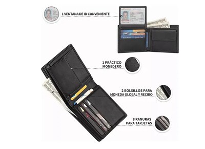 Foto 4 | Cartera de Piel para Hombre Xtellar Protección RFID