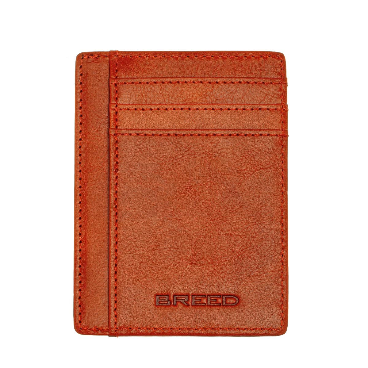 Foto 1 | Cartera Con Bolsillo Frontal Breed Chase De Piel Auténtica Naranja - Venta Internacional.