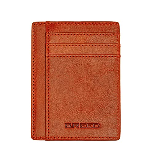 Foto 2 | Cartera Con Bolsillo Frontal Breed Chase De Piel Auténtica Naranja - Venta Internacional.