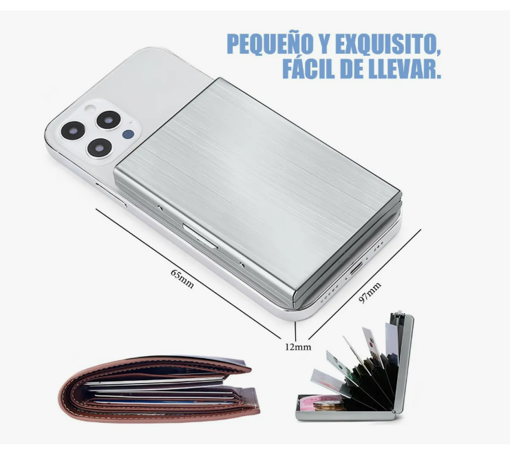 Foto 5 pulgar | 2pz Tarjetero Metal Acero Inoxidable Cartera Credito