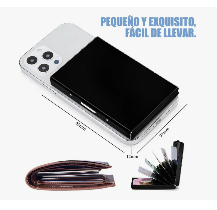 Foto 5 pulgar | 2pz Tarjetero Metal Acero Inoxidable Cartera Credito