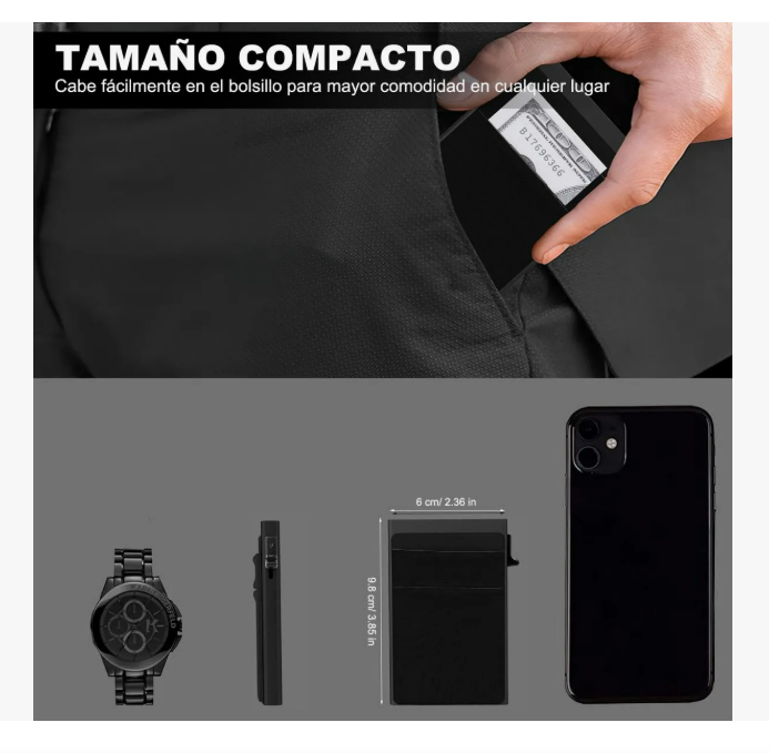 Foto 2 | Lekou Cartera Antirrobo Tarjetero Metálico Y Protección Rfid