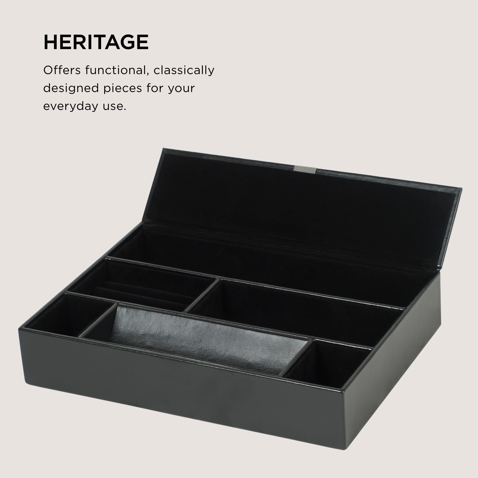 Foto 2 | Valet Tray Wolf Heritage De Piel Sintética Negra Para Hombre - Venta Internacional.