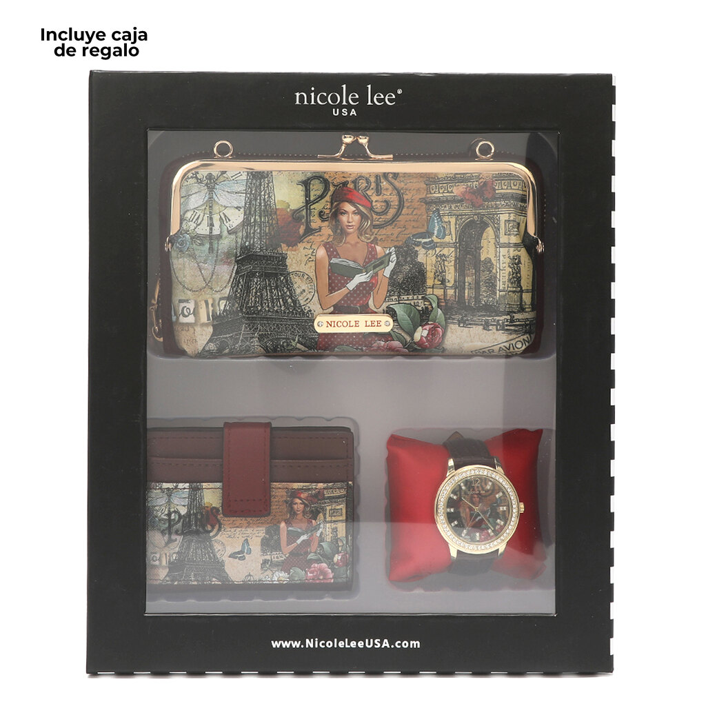 Foto 4 pulgar | Set Azura Nicole Lee Cartera Tarjetero y Reloj París Fw