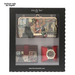 Foto 3 | Set Azura Nicole Lee Cartera Tarjetero y Reloj París Fw
