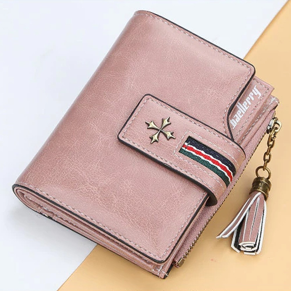 Foto 2 | Cartera tipo Piel FUNBU Múltiples Ranuras Broche Monedero Pompón Rosa