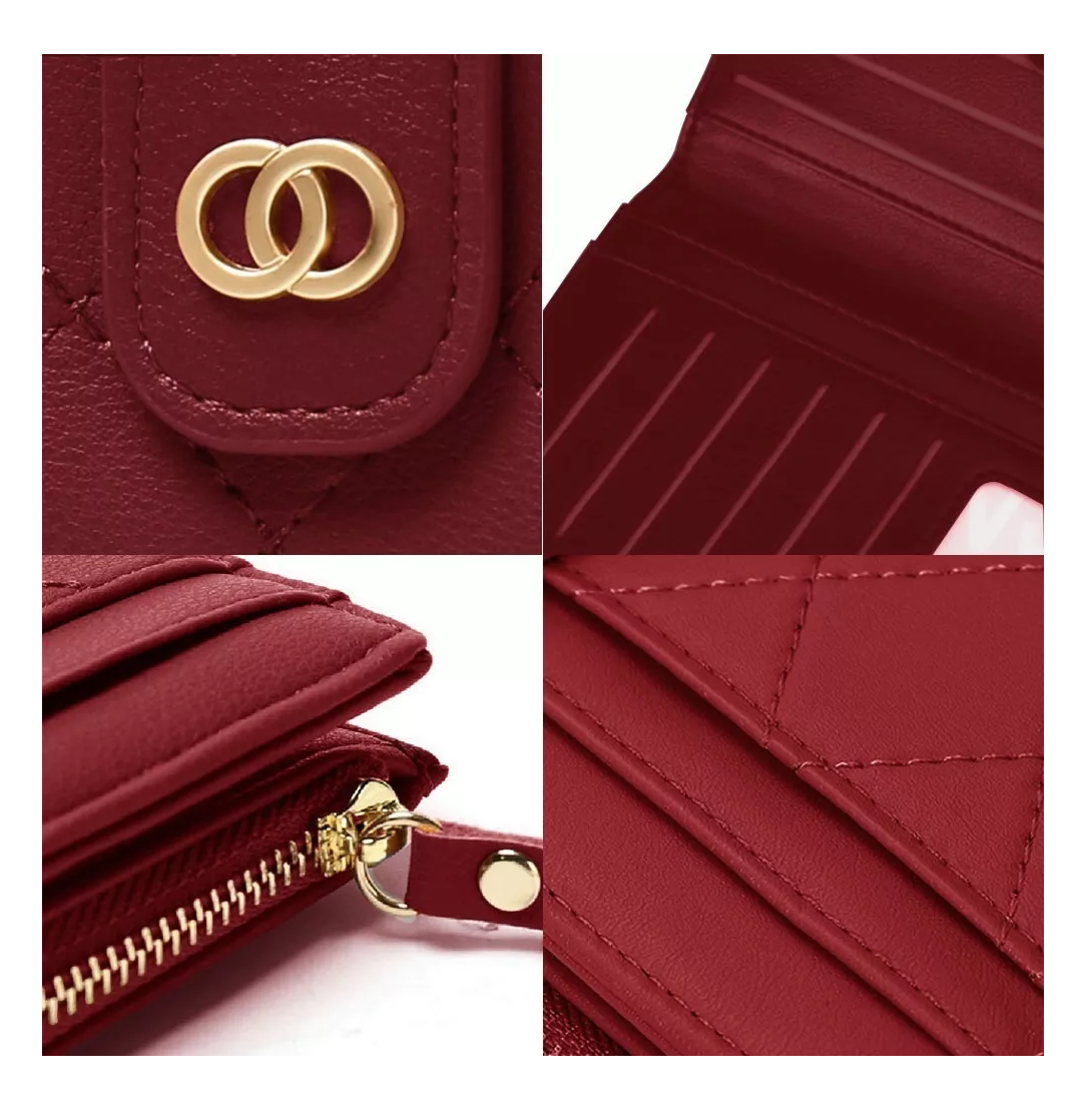 Foto 3 | Cartera Larga De Cuero Rojo para Mujer