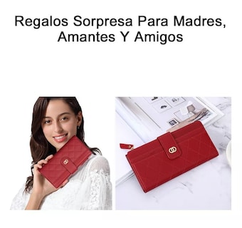 Foto 4 | Cartera Larga De Cuero Rojo para Mujer