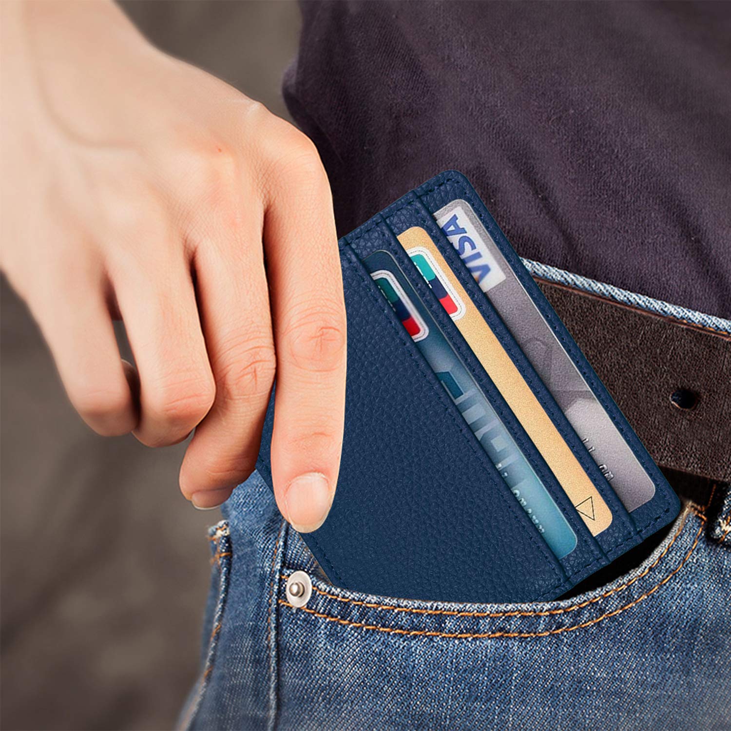 Foto 5 pulgar | Tarjetero Fintie Slim Minimalista de Piel con Bloqueo Rfid - Venta Internacional