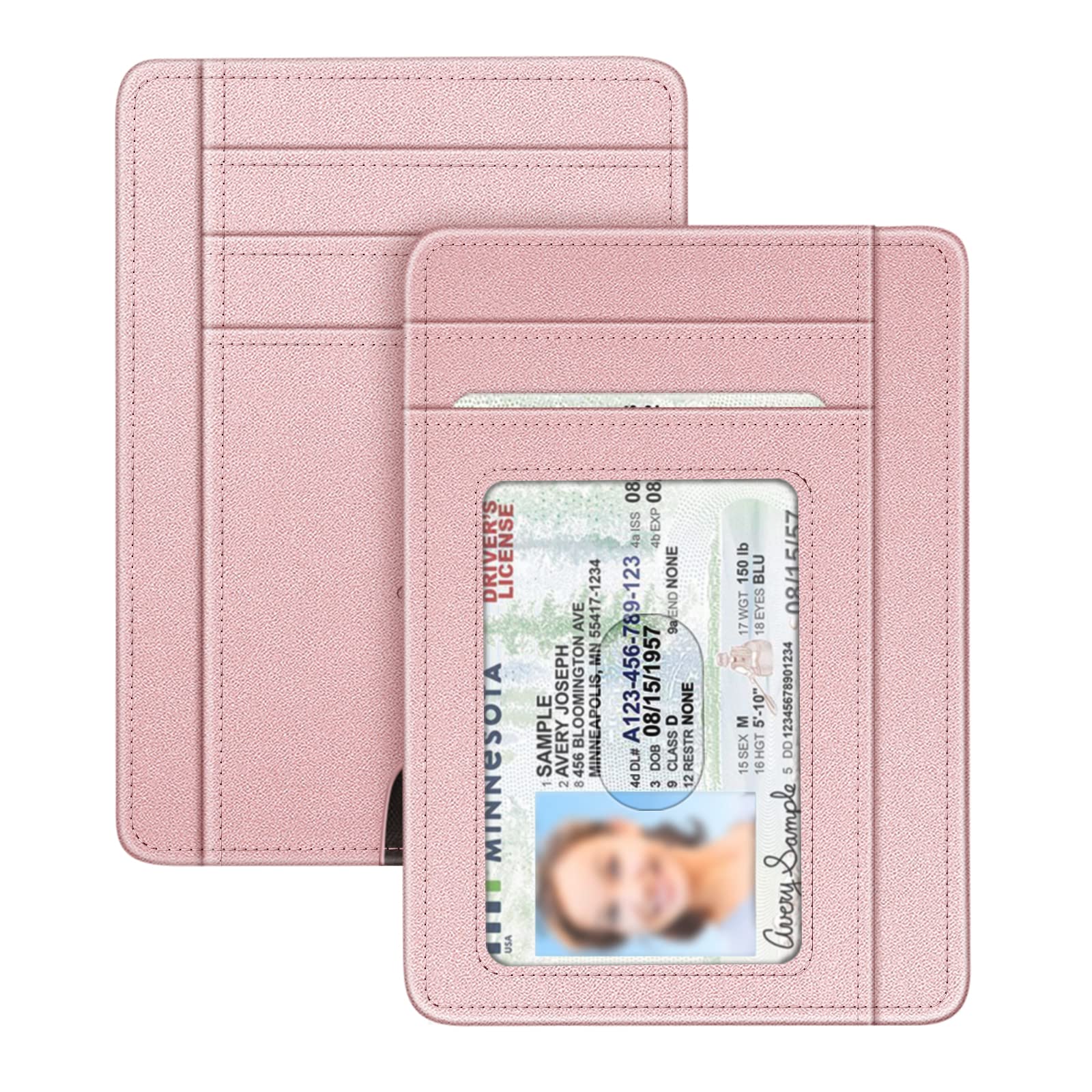 Foto 2 pulgar | Tarjetero Fintie Slim Minimalista con Bloqueo Rfid Oro Rosa - Venta Internacional