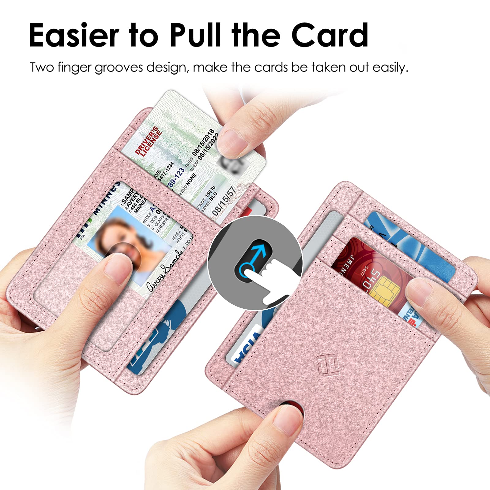 Foto 4 pulgar | Tarjetero Fintie Slim Minimalista con Bloqueo Rfid Oro Rosa - Venta Internacional
