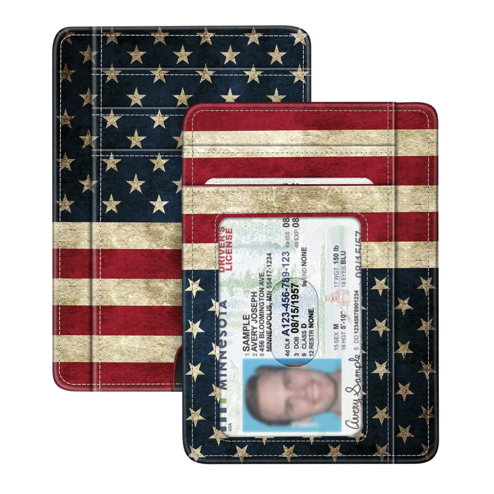 Foto 2 pulgar | Tarjetero Fintie Slim Minimalista con Bloqueo Rfid Bandera de EE. UU. - Venta Internacional