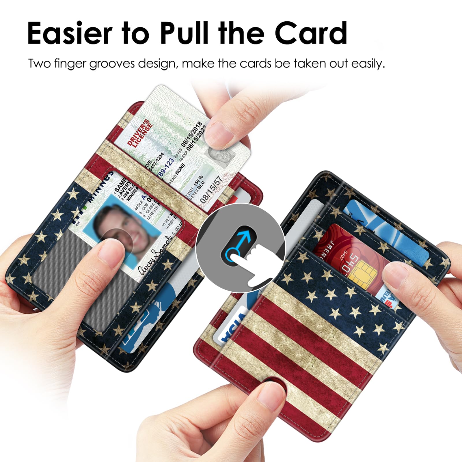 Foto 4 pulgar | Tarjetero Fintie Slim Minimalista con Bloqueo Rfid Bandera de EE. UU. - Venta Internacional