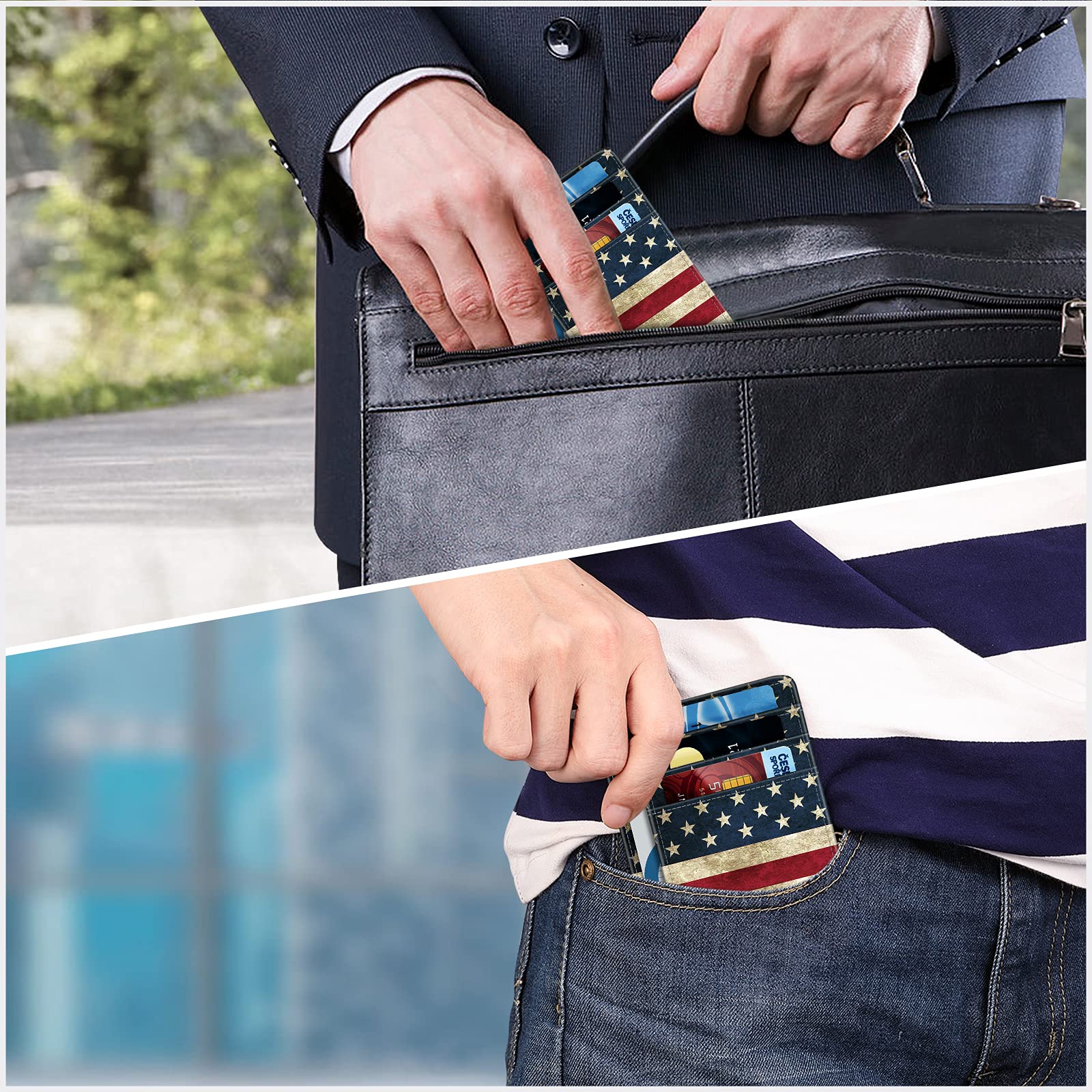 Foto 6 | Tarjetero Fintie Slim Minimalista con Bloqueo Rfid Bandera de EE. UU. - Venta Internacional
