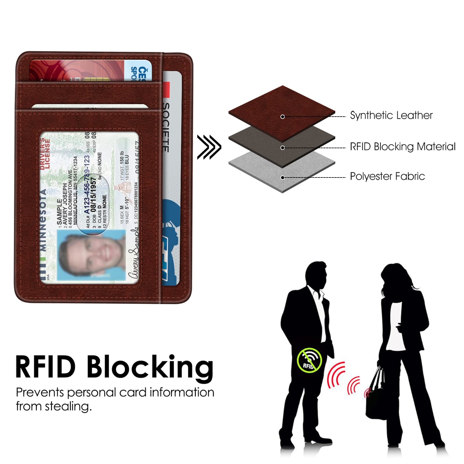Foto 6 pulgar | Tarjetero Fintie Slim Minimalista de Piel con Bloqueo Rfid - Venta Internacional