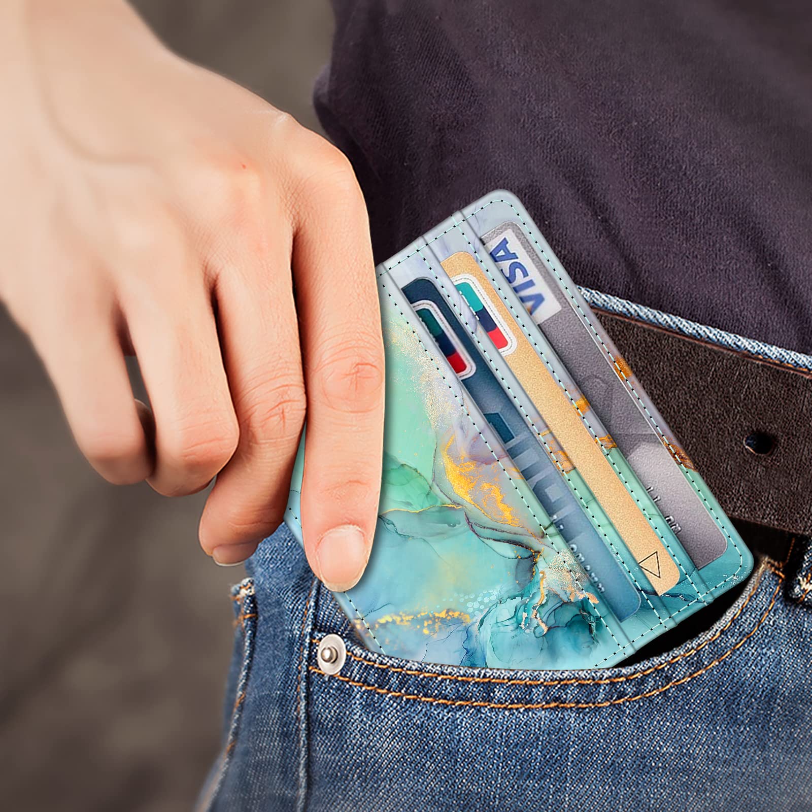 Foto 4 | Tarjetero Fintie Slim Minimalista De Piel Con Bloqueo Rfid - Venta Internacional