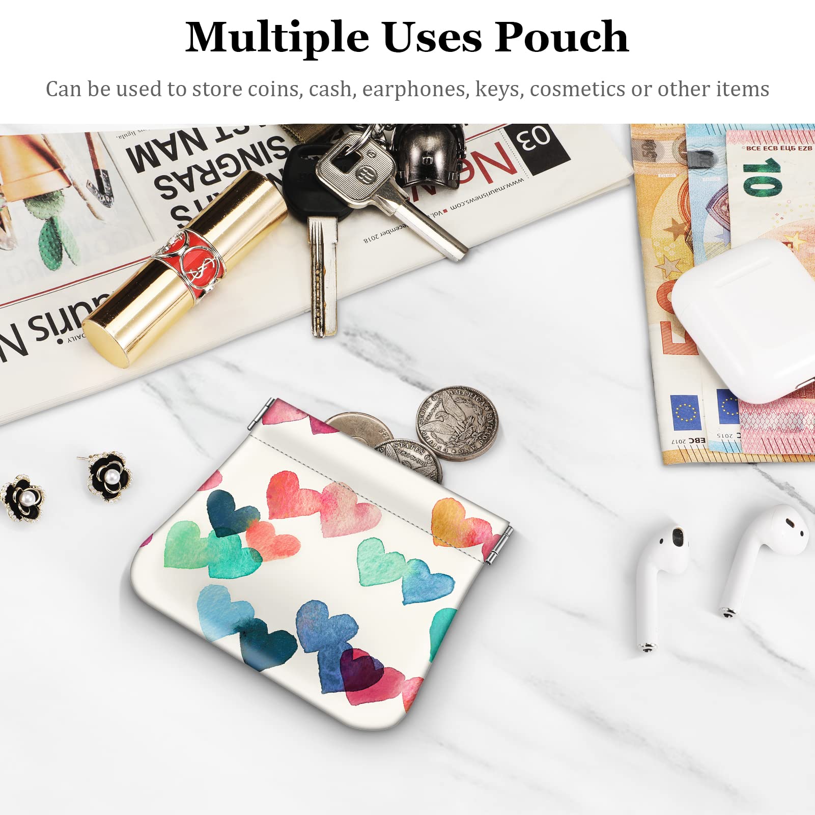 Foto 4 pulgar | Monedero Fintie Squeeze de Piel Sintética con Forma De Corazón - Venta Internacional