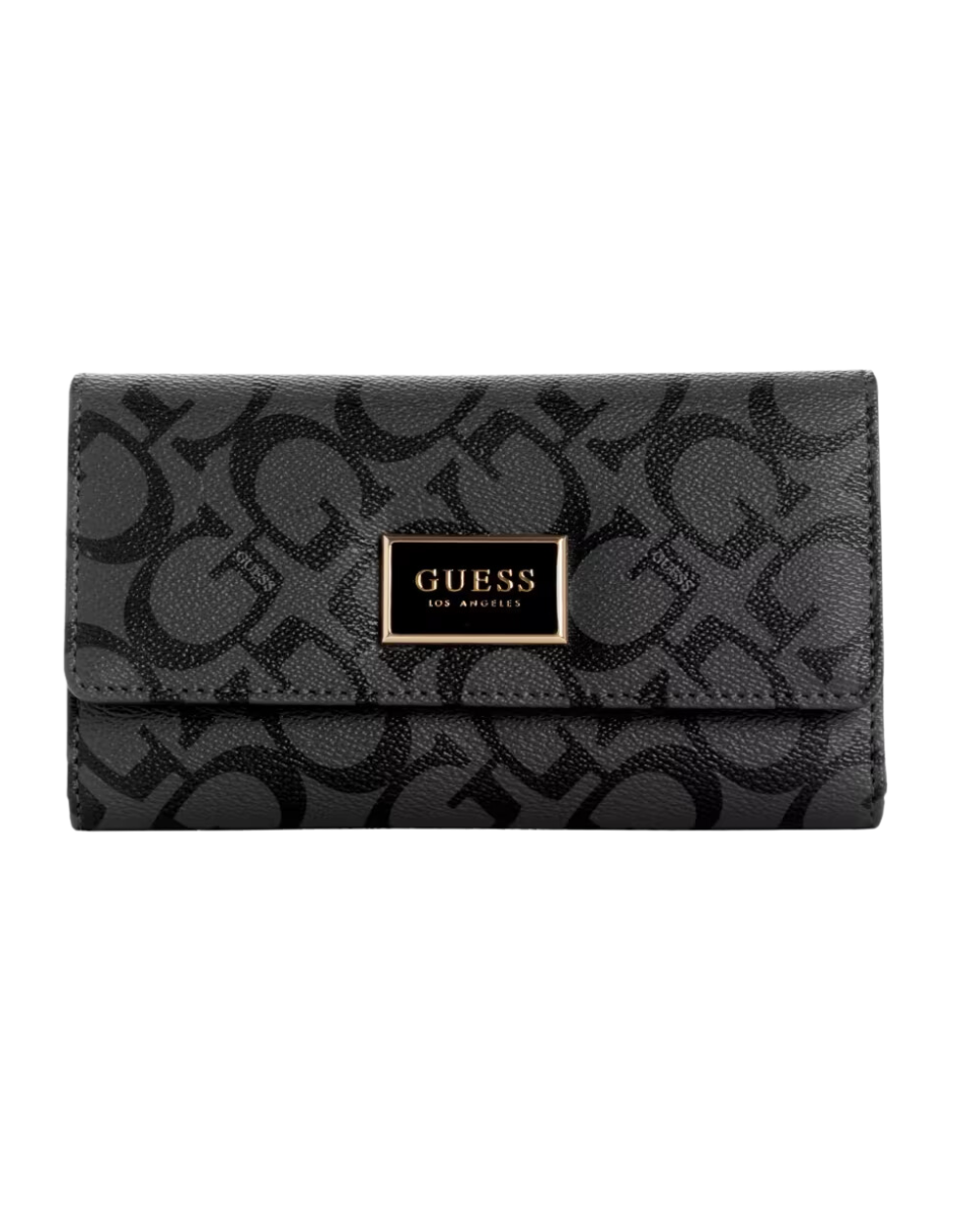 Foto 2 pulgar | Cartera Guess Abree Logo Slim Clutch Negra