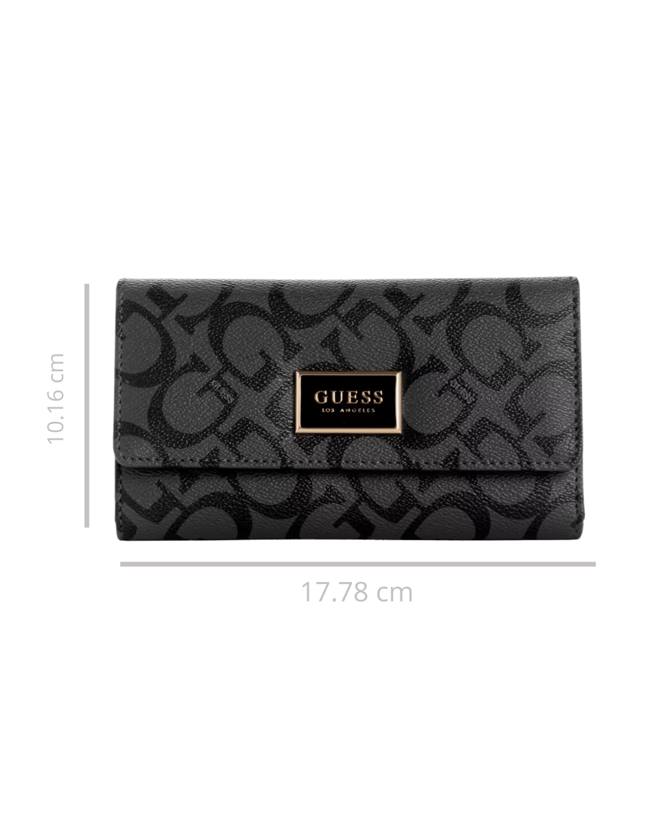 Foto 5 pulgar | Cartera Guess Abree Logo Slim Clutch Negra