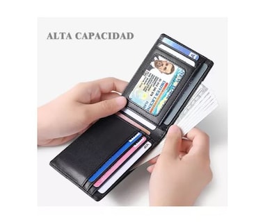 Foto 3 | Cartera Negra RFID con Espacio para Billetes Minimalista para Hombre