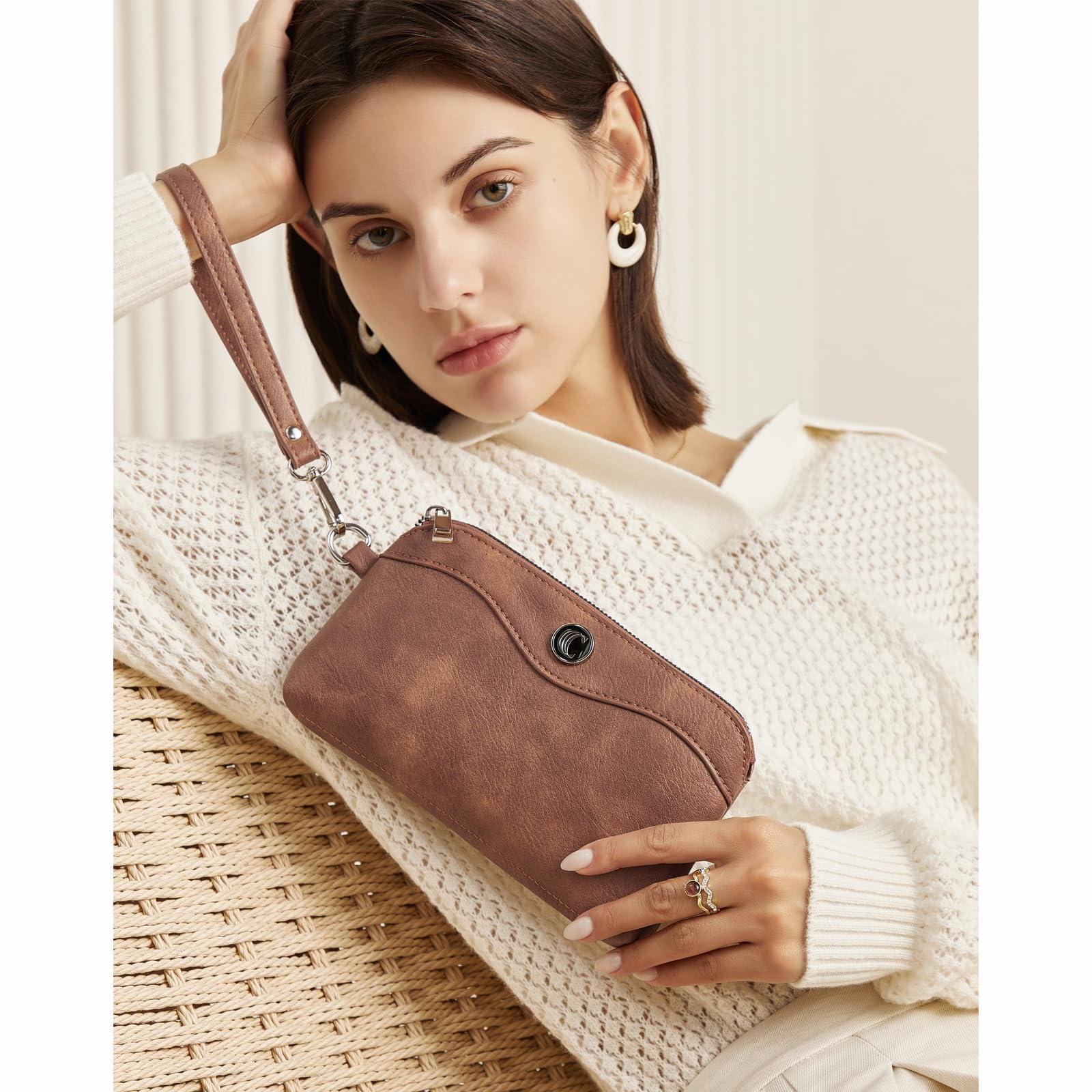 Foto 3 pulgar | Cartera De Pulsera Cluci Para Teléfono Móvil De Viaje, Bolso De Piel Para Mujer - Venta Internacional.