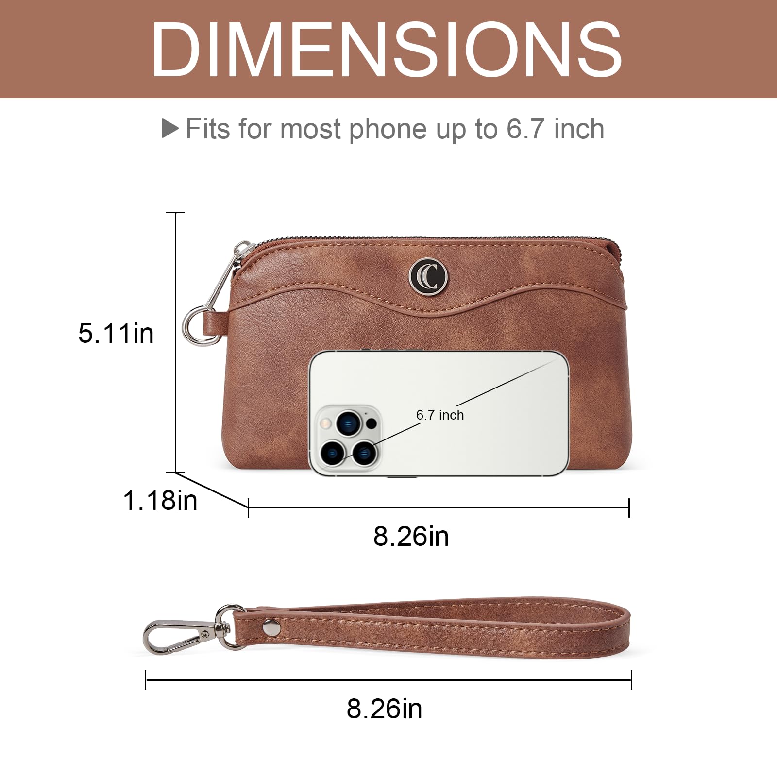 Foto 4 pulgar | Cartera De Pulsera Cluci Para Teléfono Móvil De Viaje, Bolso De Piel Para Mujer - Venta Internacional.