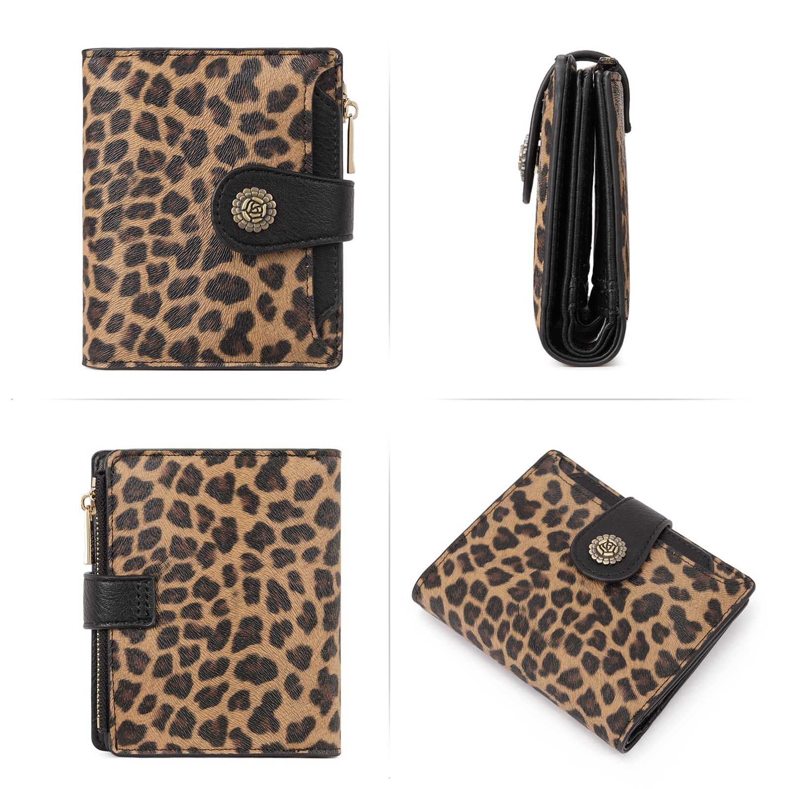 Foto 8 pulgar | Billetera Cluci Pequeña De Piel Con Bloqueo Rfid, Triple Pliegue, Para Mujer - Venta Internacional.