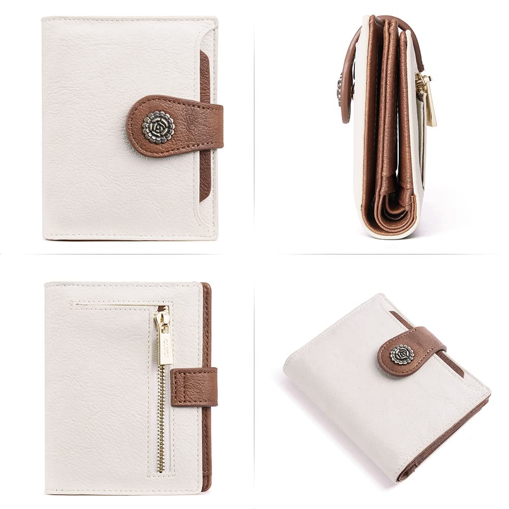 Foto 7 pulgar | Cartera Cluci Pequeña De Piel Con Bloqueo Rfid, Triple Pliegue, Beige/marrón - Venta Internacional.