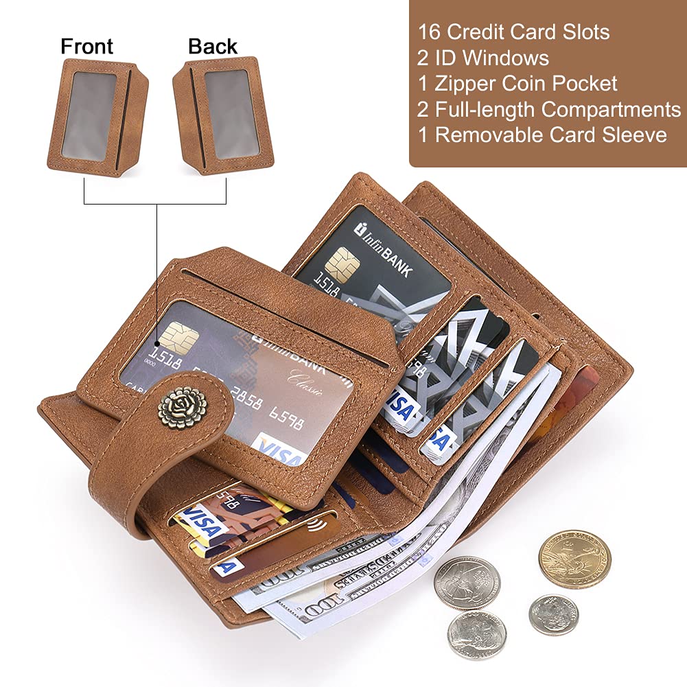 Foto 4 | Cartera Cluci Pequeña De Piel Con Bloqueo Rfid, Triple Pliegue, Marrón - Venta Internacional.