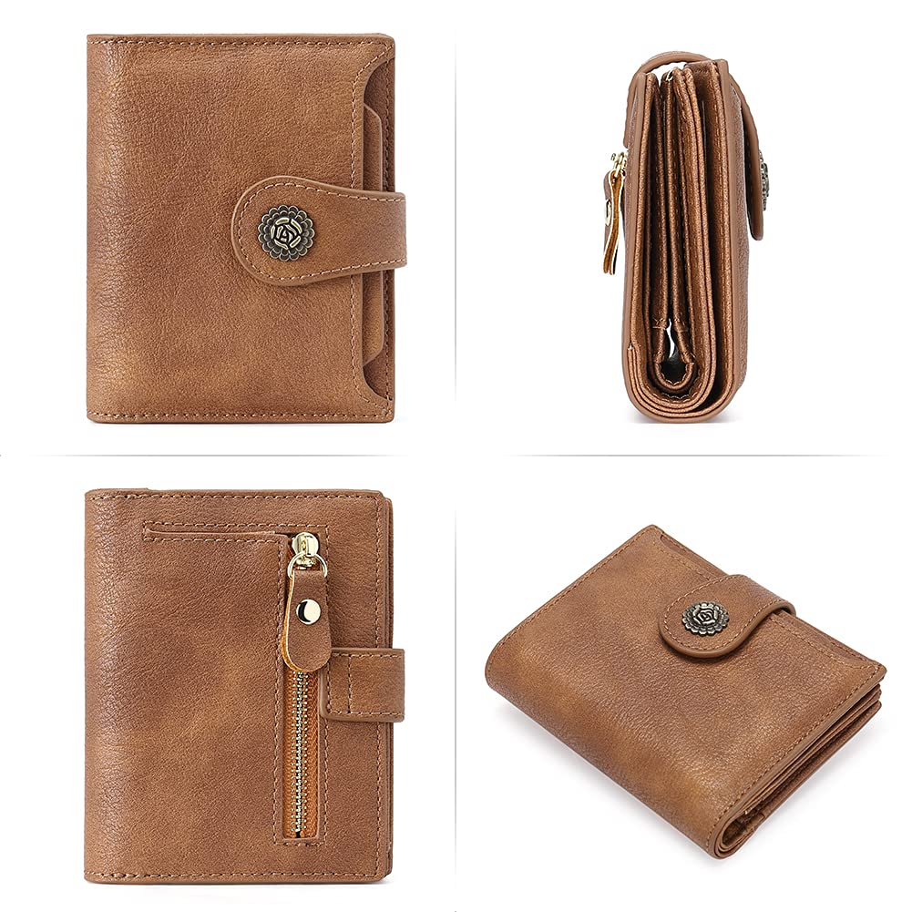 Foto 6 | Cartera Cluci Pequeña De Piel Con Bloqueo Rfid, Triple Pliegue, Marrón - Venta Internacional.