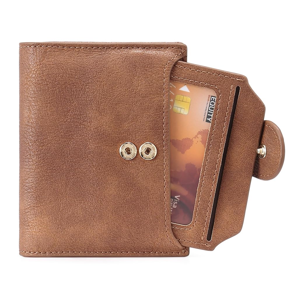 Foto 7 | Cartera Cluci Pequeña De Piel Con Bloqueo Rfid, Triple Pliegue, Marrón - Venta Internacional.