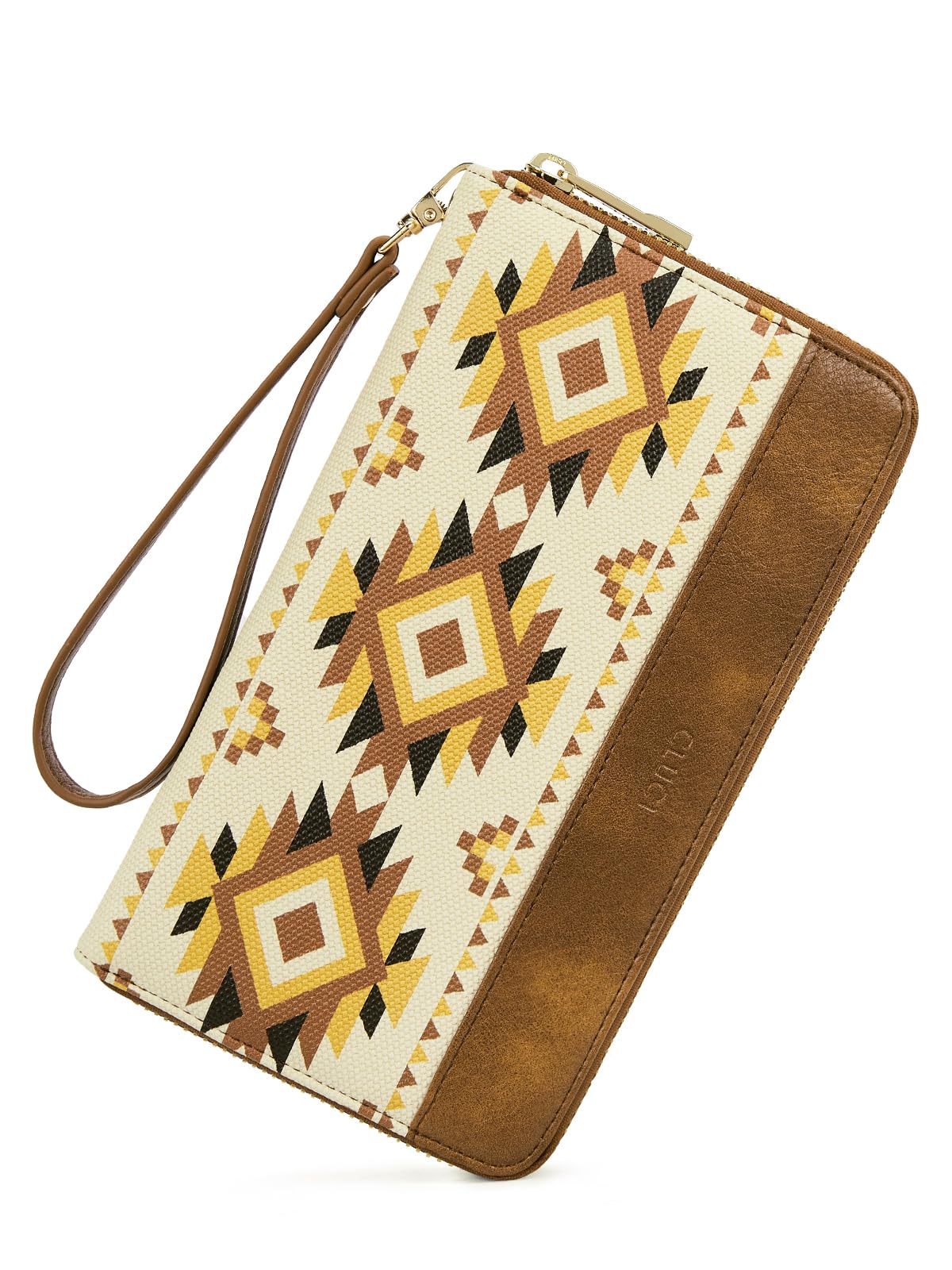 Cartera Cluci Para Mujer, Grande, De Piel, Con Bloqueo Rfid, Color Beige Bohemio - Venta Internacional. $995