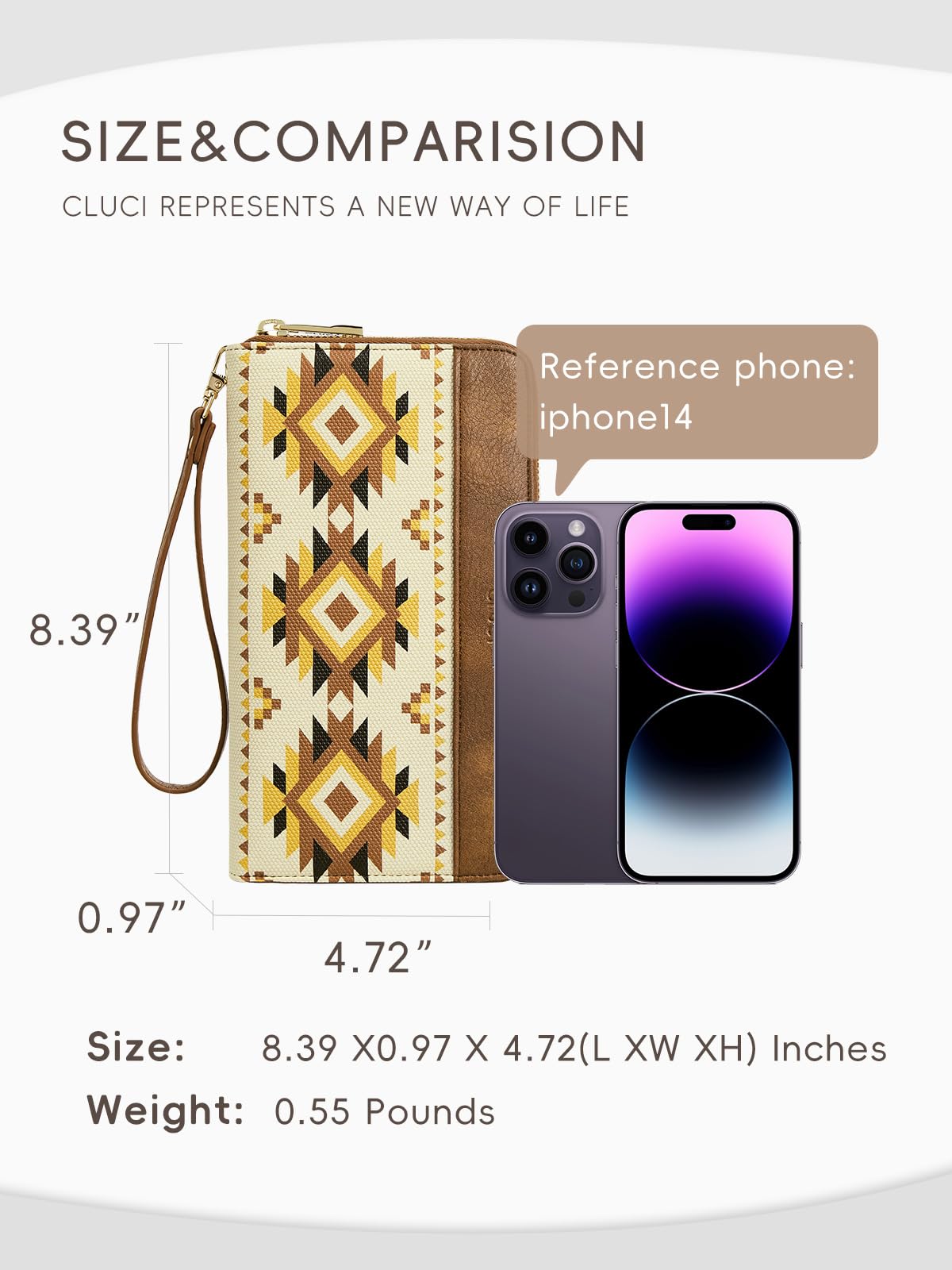 Foto 3 pulgar | Cartera Cluci Para Mujer, Grande, De Piel, Con Bloqueo Rfid, Color Beige Bohemio - Venta Internacional.