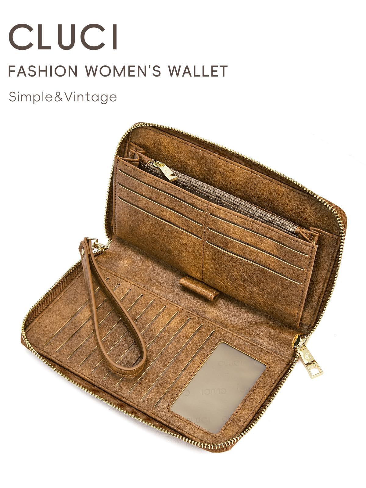 Foto 4 pulgar | Cartera Cluci Para Mujer, Grande, De Piel, Con Bloqueo Rfid, Color Beige Bohemio - Venta Internacional.