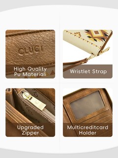 Foto 5 | Cartera Cluci Para Mujer, Grande, De Piel, Con Bloqueo Rfid, Color Beige Bohemio - Venta Internacional.
