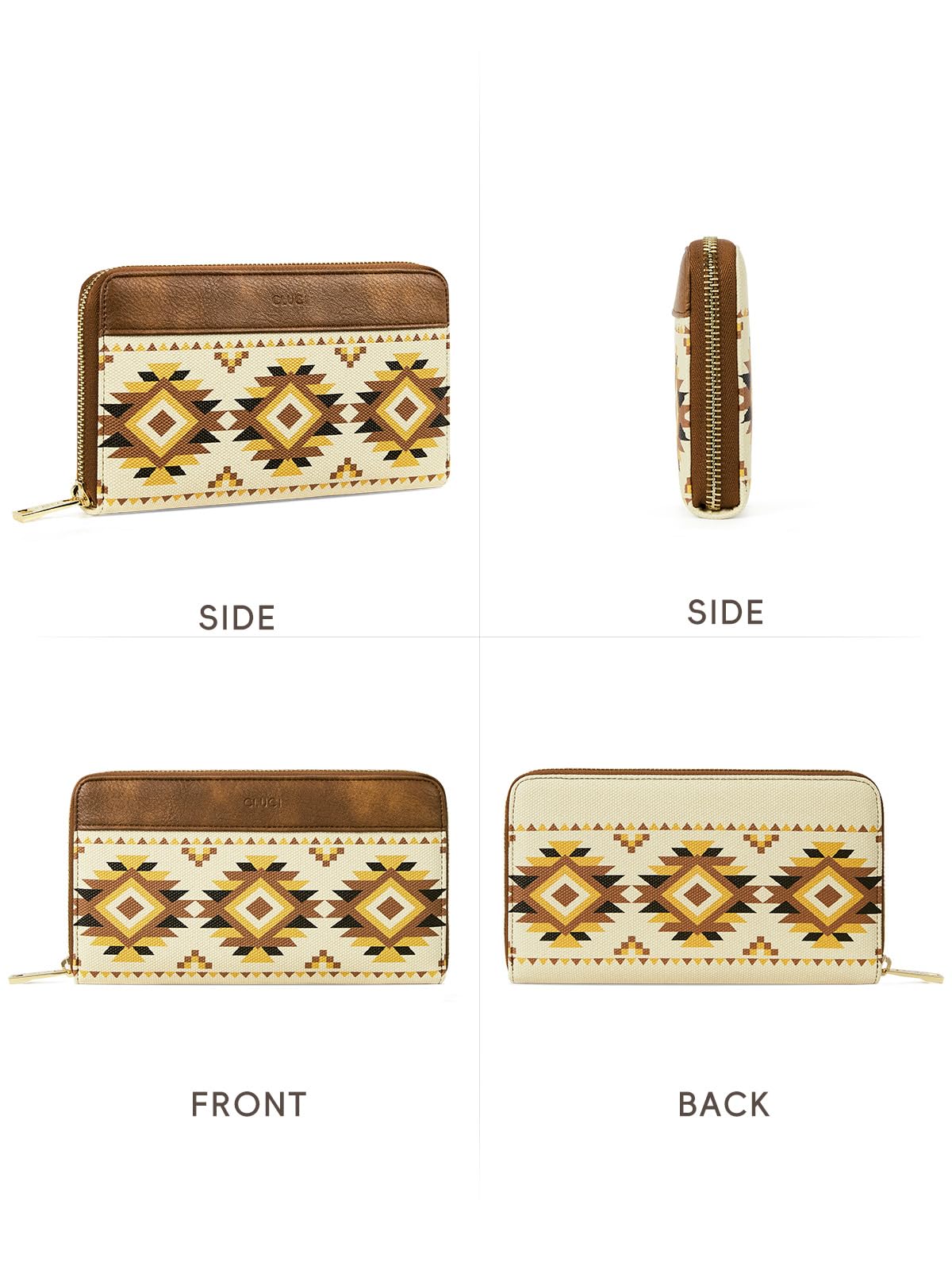 Foto 7 pulgar | Cartera Cluci Para Mujer, Grande, De Piel, Con Bloqueo Rfid, Color Beige Bohemio - Venta Internacional.