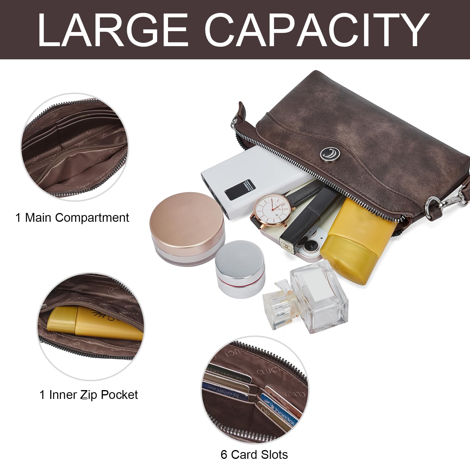 Foto 5 pulgar | Bolso De Piel Cluci Para Teléfono Móvil De Viaje Para Mujer - Venta Internacional.