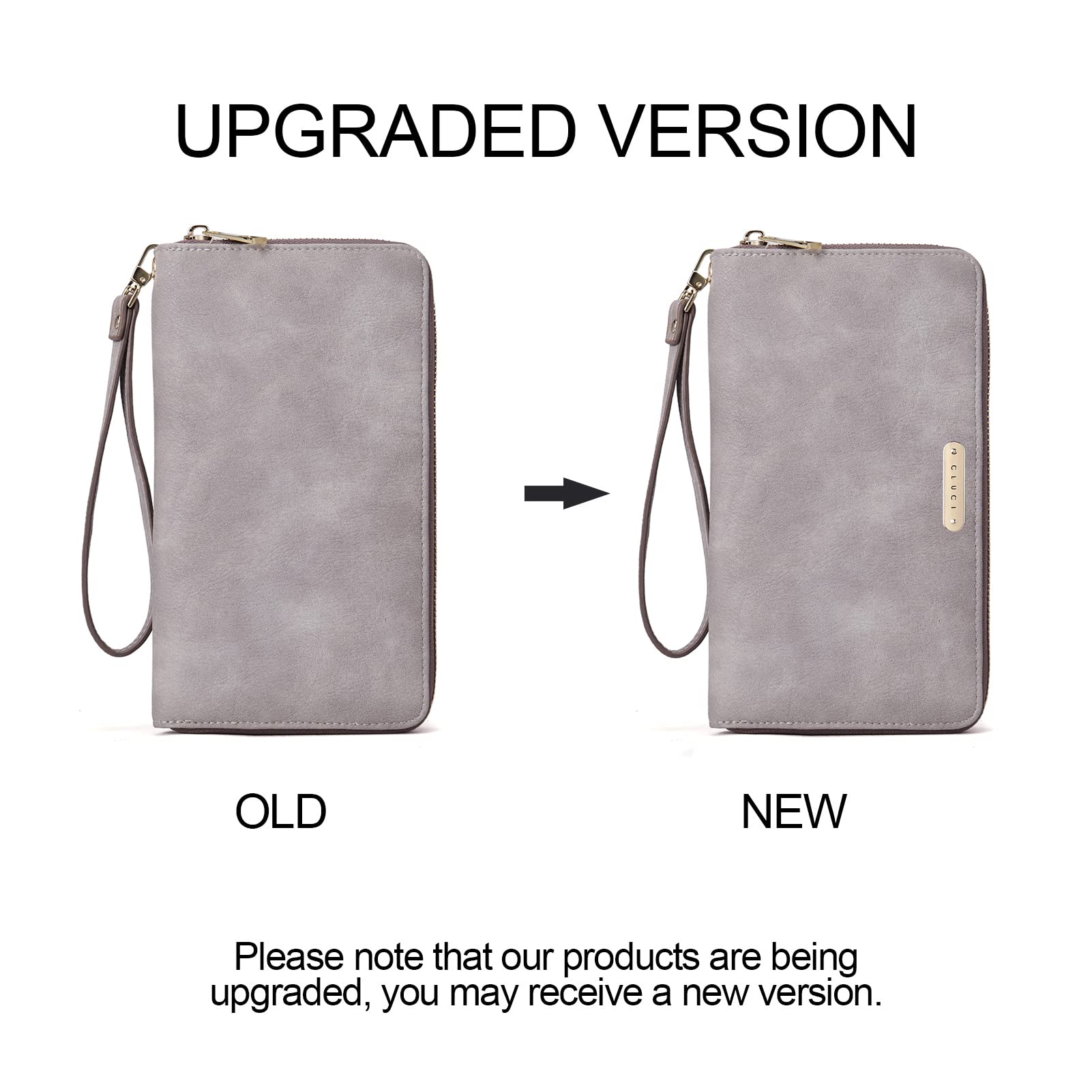 Foto 5 pulgar | Cartera Cluci Para Mujer, Grande, De Piel, Con Bloqueo Rfid, Gris - Venta Internacional.