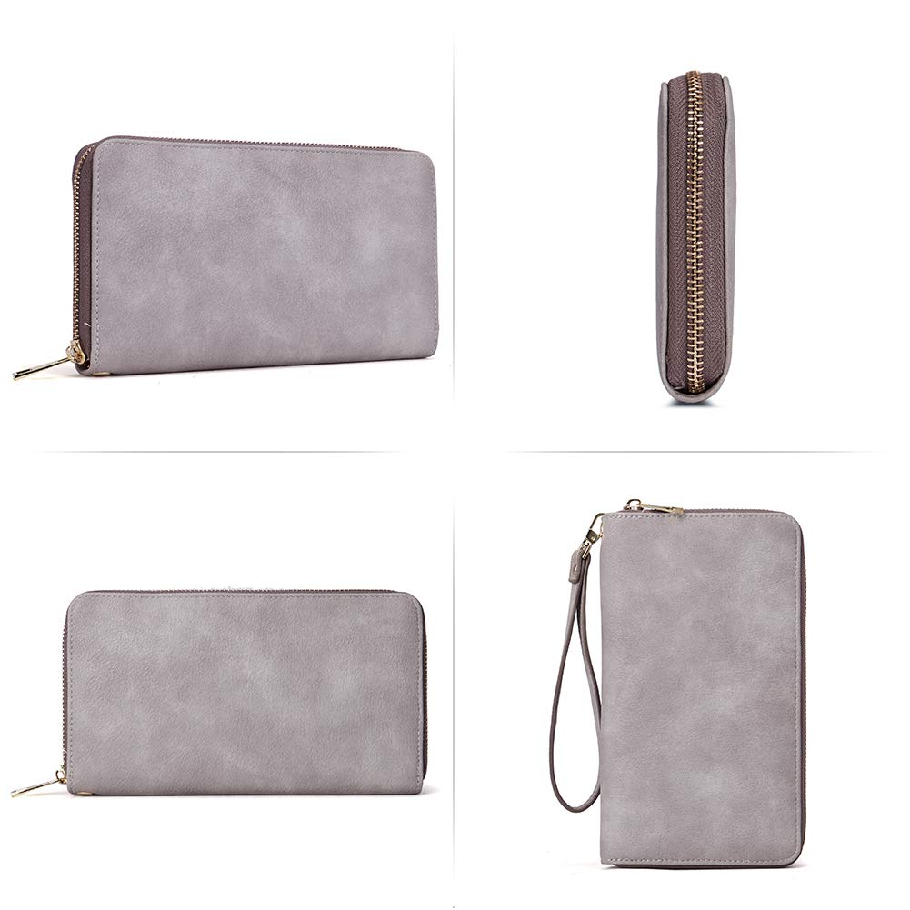 Foto 7 | Cartera Cluci Para Mujer, Grande, De Piel, Con Bloqueo Rfid, Gris - Venta Internacional.