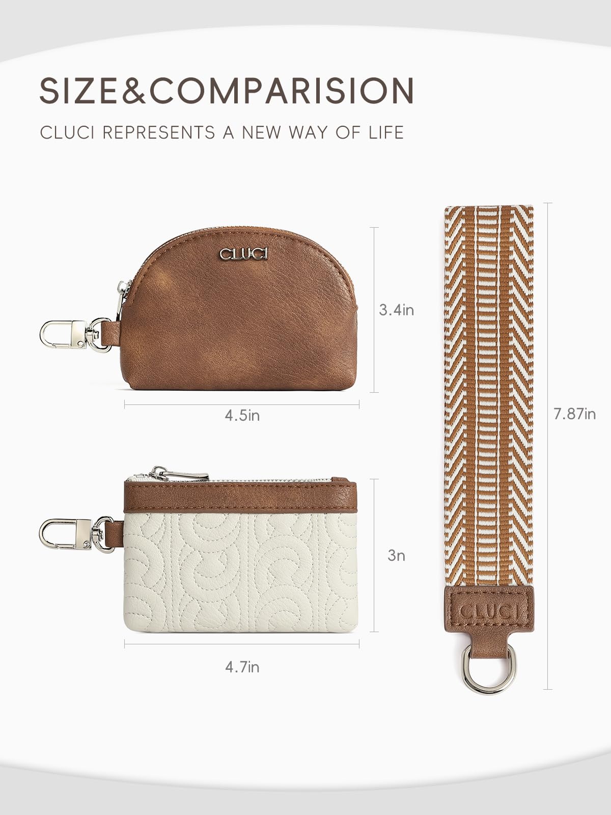 Foto 4 pulgar | Llavero De Piel Cluci Con Doble Funda Para Mujer - Venta Internacional.