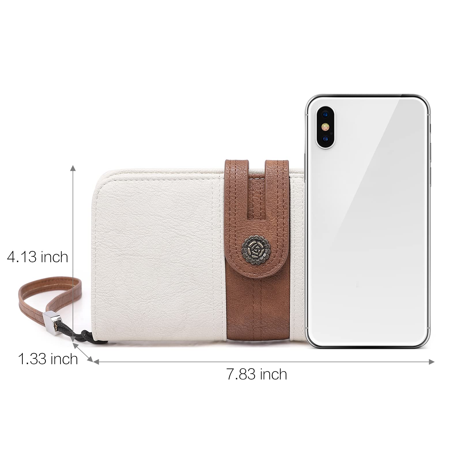 Foto 4 pulgar | Tarjetero Grande De Piel Para Mujer, Color Beige Y Marrón, Estilo Wallet Cluci - Venta Internacional.