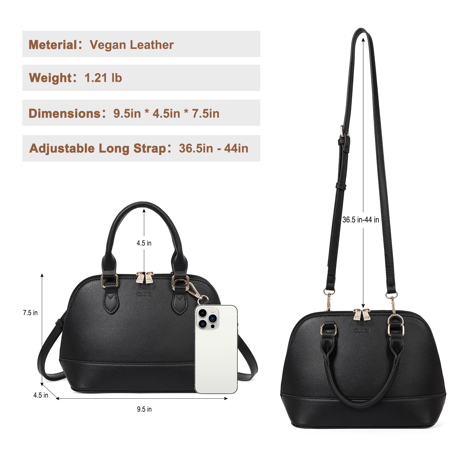 Foto 4 | Bolso De Mano Cluci, Bandolera Pequeño, De Cuero Vegano, Para Mujer - Venta Internacional.