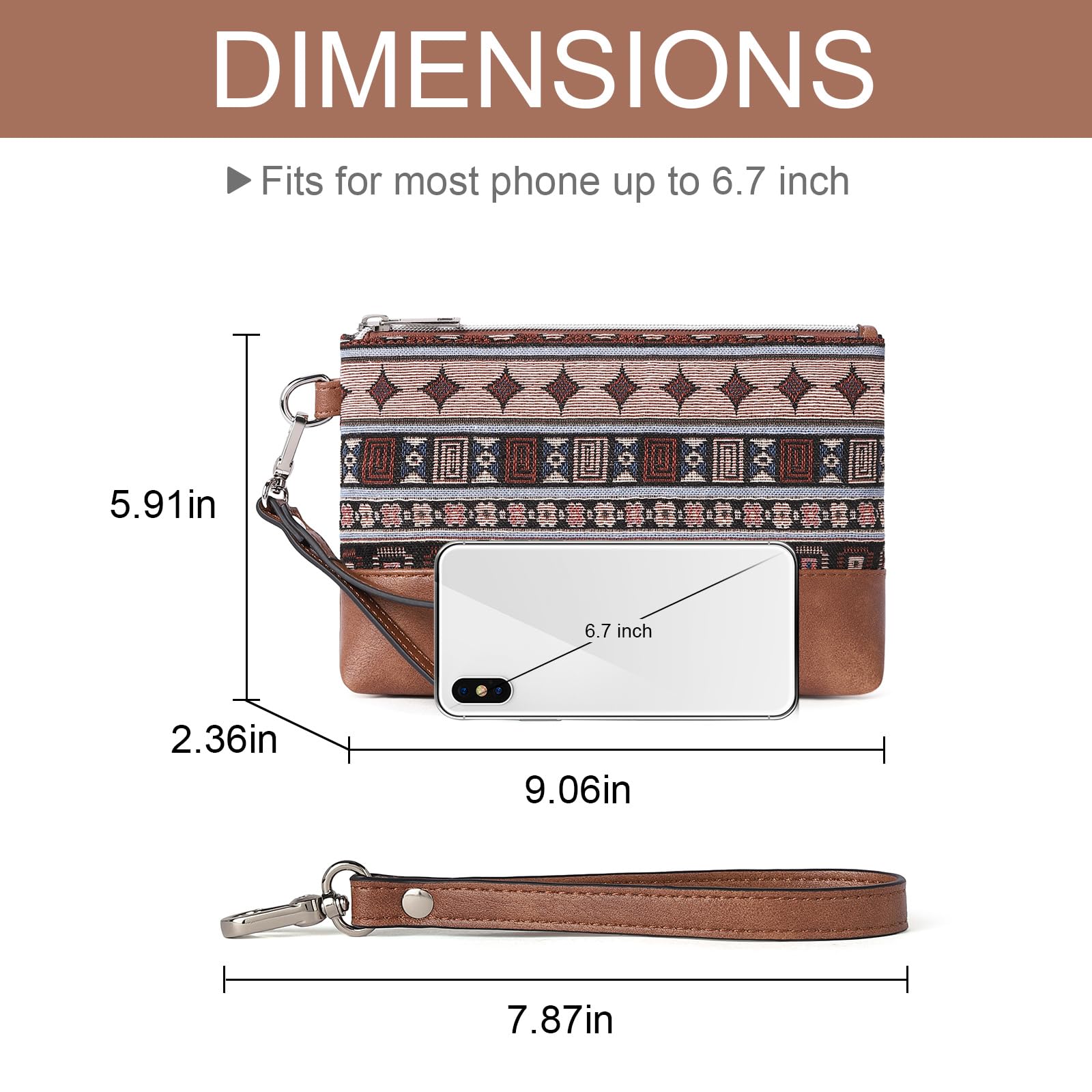 Foto 4 pulgar | Wallet Cluci - Pulsera De Piel Para Mujer De Gran Capacidad, Color Marrón - Venta Internacional.