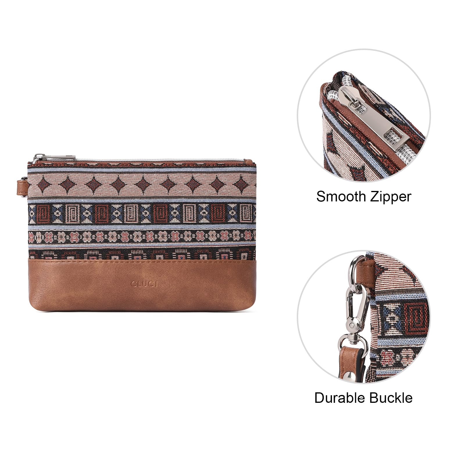 Foto 6 pulgar | Wallet Cluci - Pulsera De Piel Para Mujer De Gran Capacidad, Color Marrón - Venta Internacional.