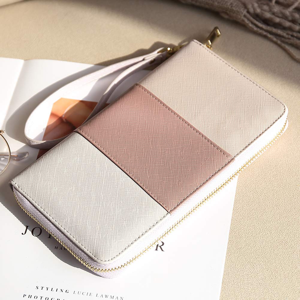 Foto 2 | Cartera Cluci Para Mujer, Grande, De Piel, Con Bloqueo Rfid, Color Rosa - Venta Internacional.