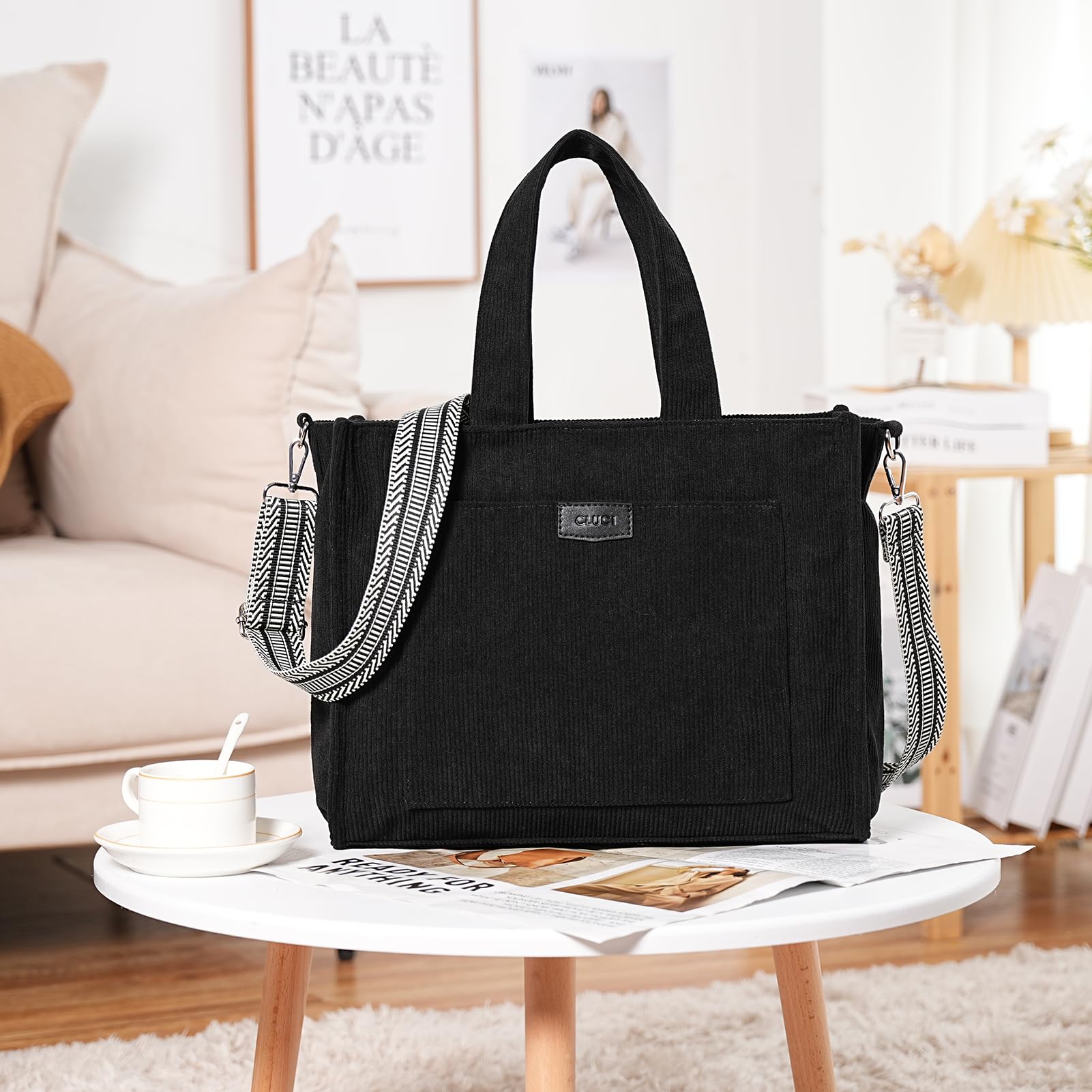 Foto 7 pulgar | Bolso Cluci De Pana Para Mujer, Moda Casual, Negro - Venta Internacional.