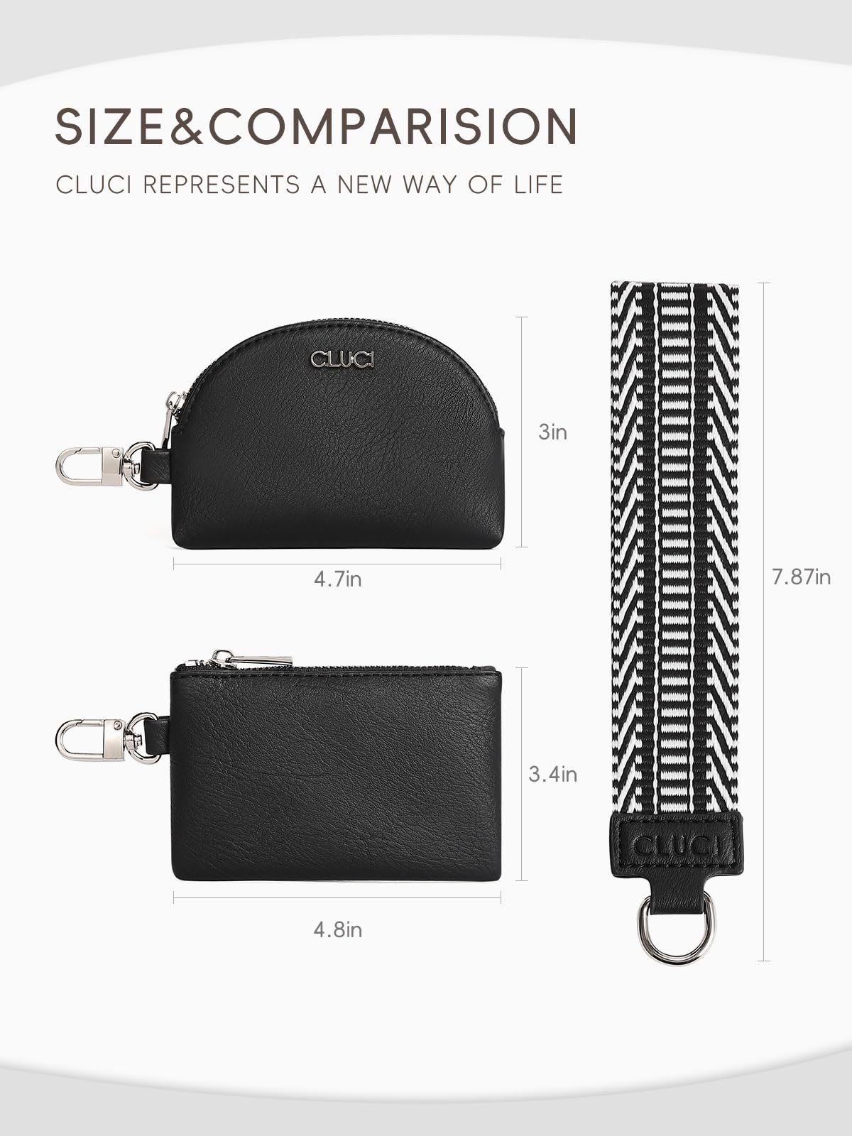 Foto 4 pulgar | Cartera De Pulsera Cluci Con Doble Funda De Piel Desmontable, Color Negro - Venta Internacional.