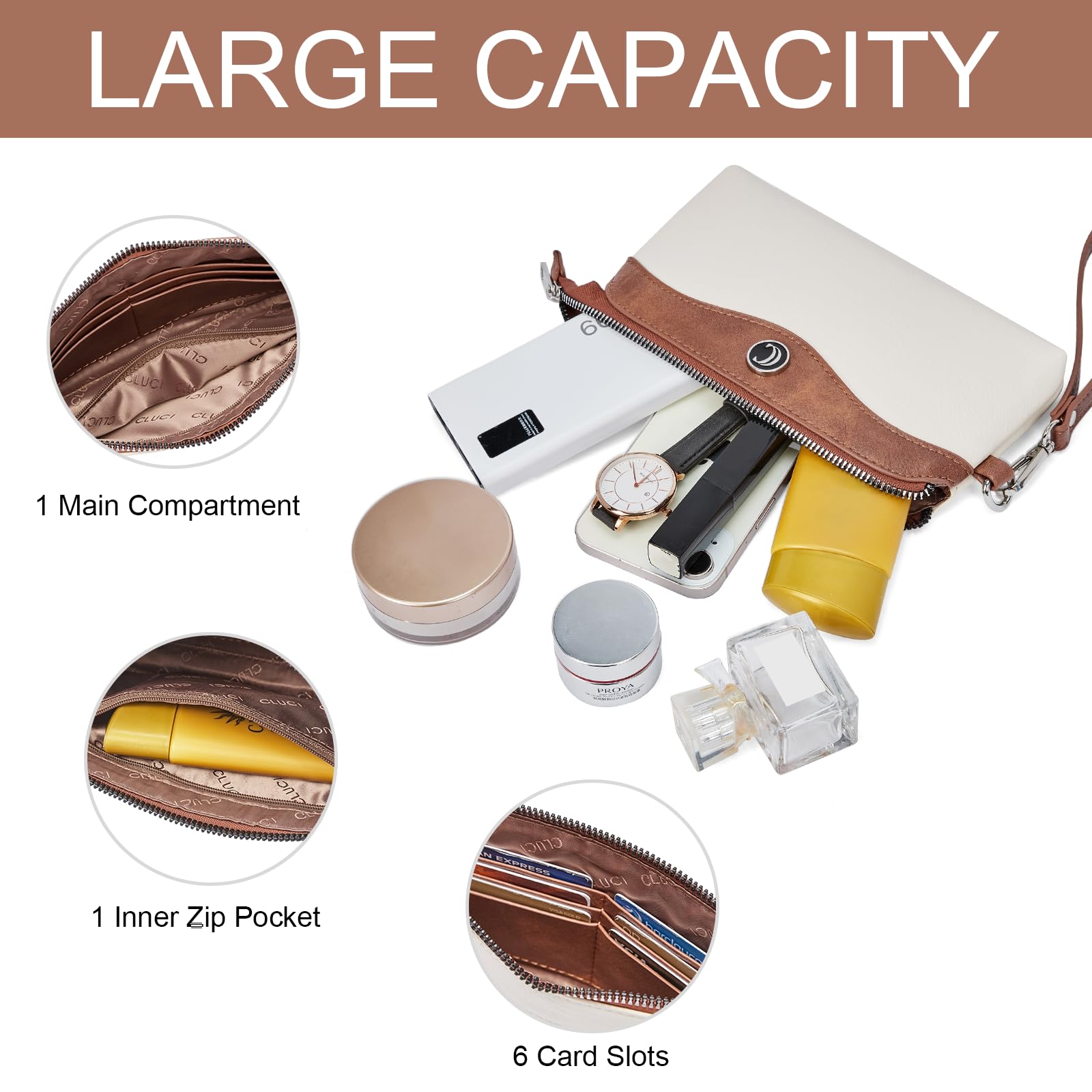 Foto 5 pulgar | Cartera De Pulsera Cluci Para Teléfono Móvil De Viaje, Bolso De Piel Para Mujer - Venta Internacional.
